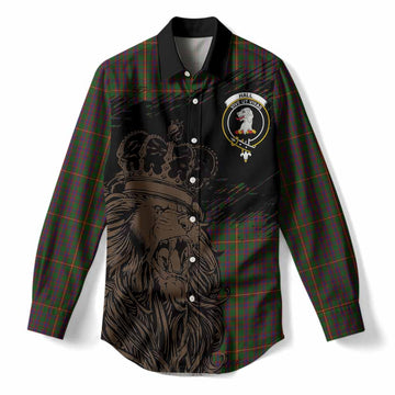 Hall Tartan Crest Women Casual Shirt Crowned Lion Heritage Style