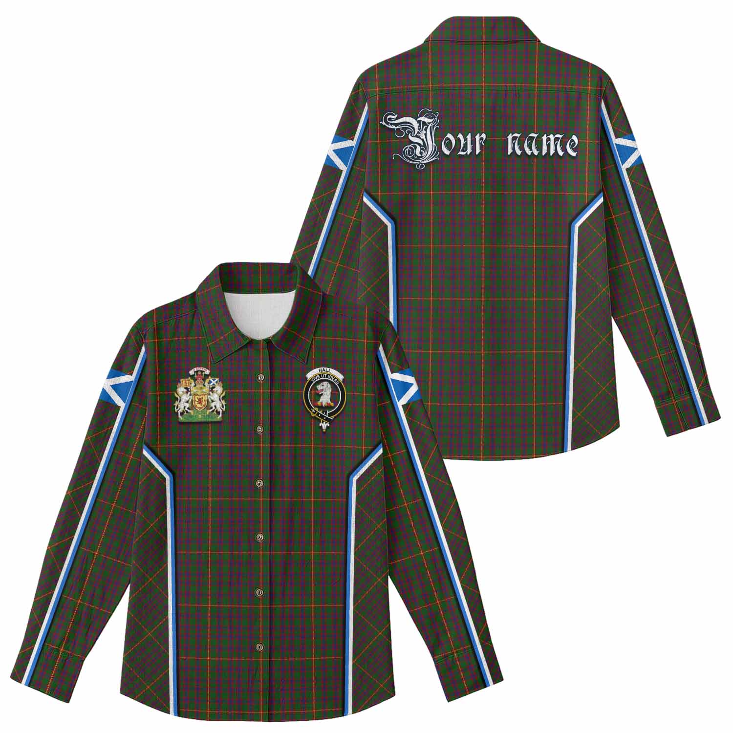 Hall Tartan Crest Women Casual Shirt Scotland Coat of Arm Flag Style - Tartan Vibes Clothing