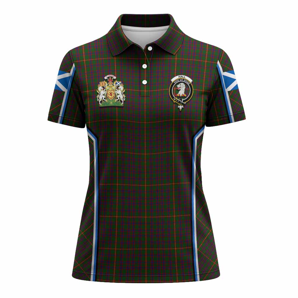 Hall Tartan Crest Women's Polo Shirt Scotland Coat of Arm Flag Style - Tartan Vibes Clothing