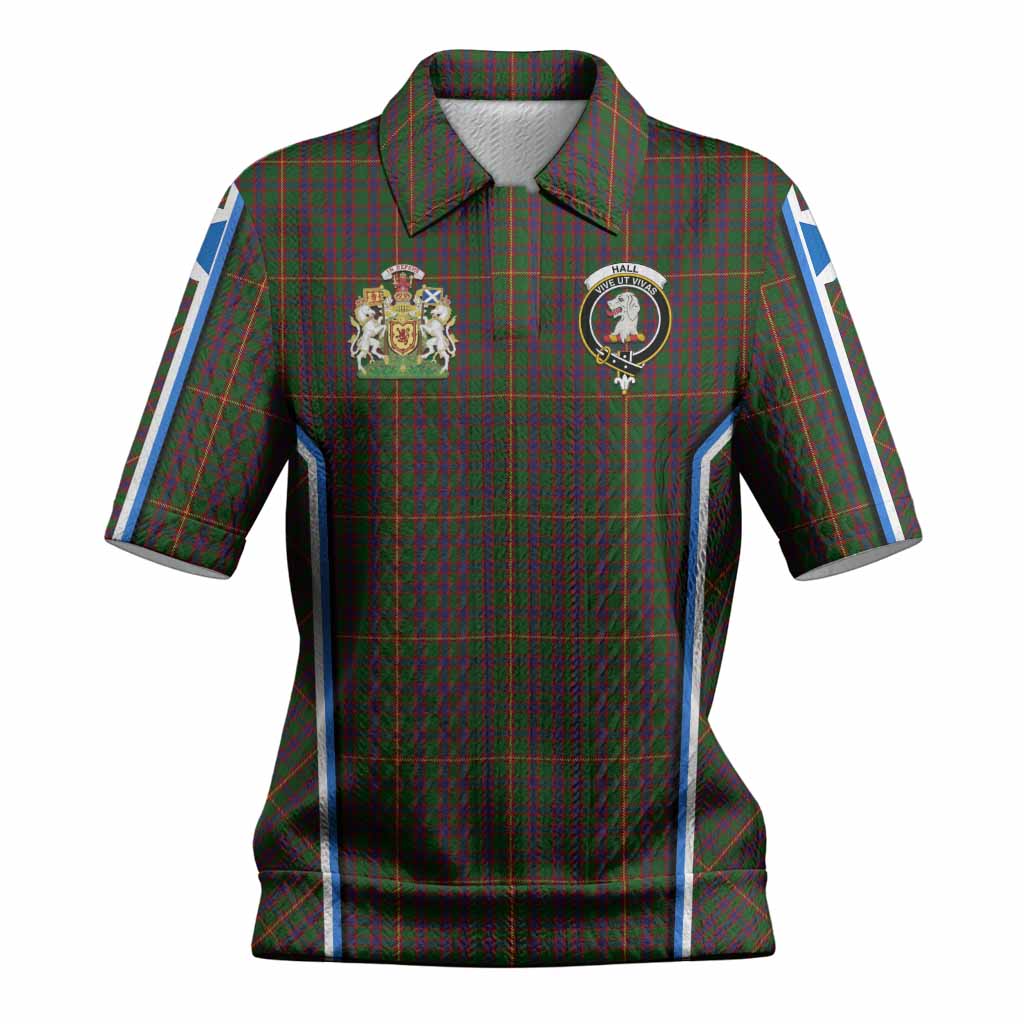 Hall Tartan Crest Women’s Polo Sweater Top Scotland Coat of Arm Flag Style