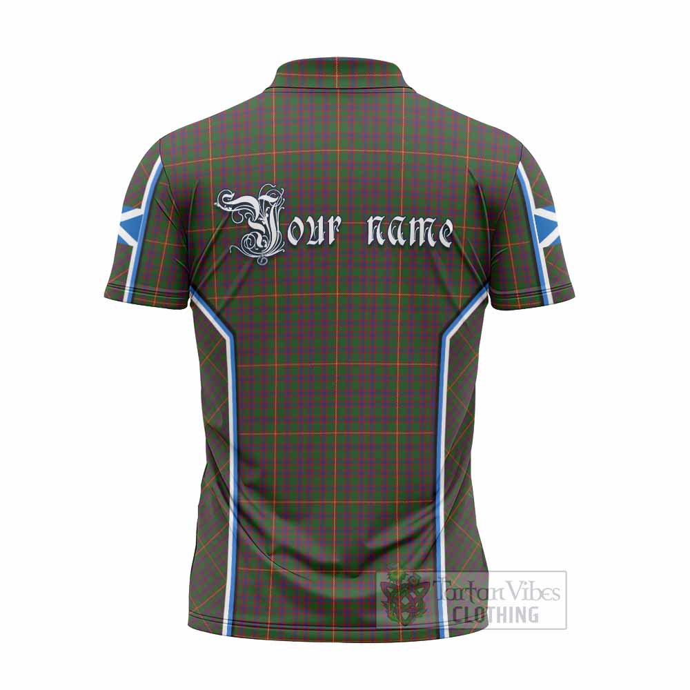 Hall Tartan Crest Zipper Polo Shirt Scotland Coat of Arm Flag Style - Tartan Vibes Clothing