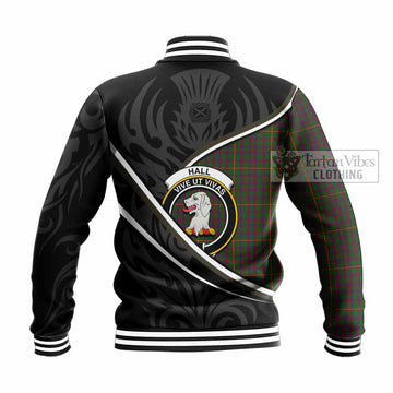 Hall Tartan Family Crest Baseball Jacket Celtic Scottish Thistle Floral - Tartan Vibes Clothing