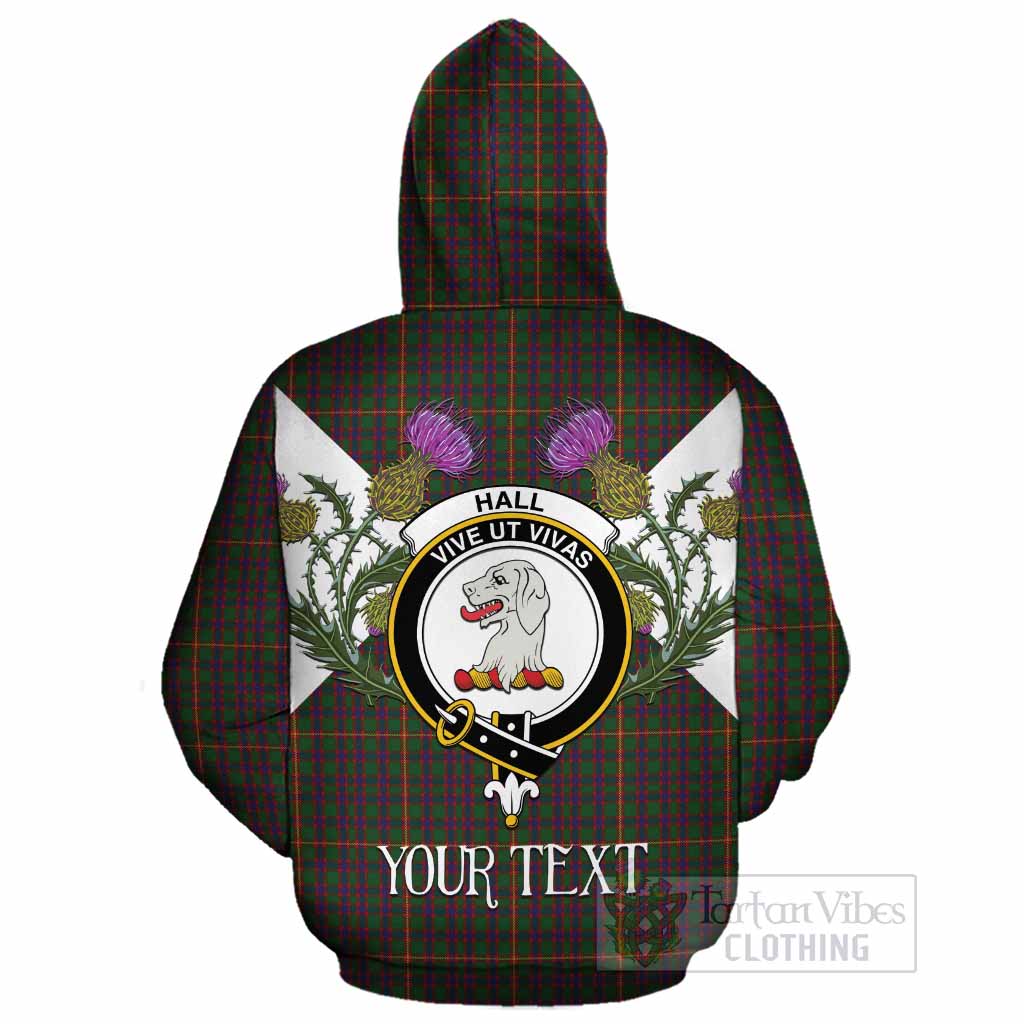 Hall Tartan Family Crest Cotton Hoodie Scottish Burns Night Thistle Floral