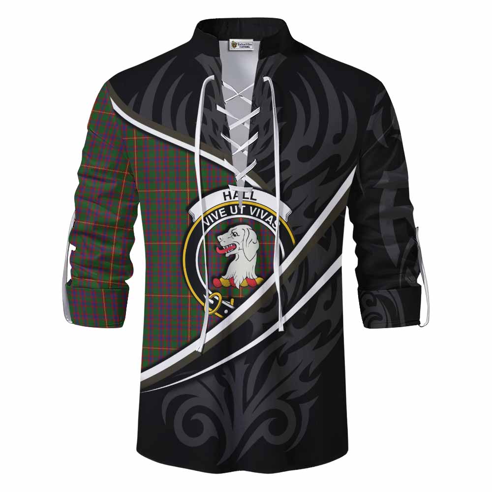 Hall Tartan Family Crest Ghillie Kilt Shirt Celtic Scottish Thistle Floral - Tartan Vibes Clothing