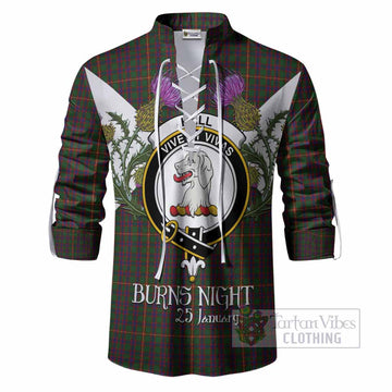 Hall Tartan Family Crest Ghillie Shirt Scottish Burns Night Thistle Floral