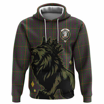 Hall Tartan Family Crest Hoodie Crowned Lion Roaring