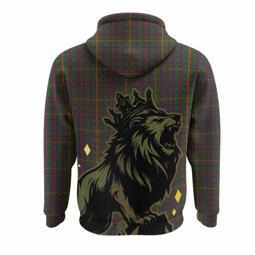 Hall Tartan Family Crest Hoodie Crowned Lion Roaring