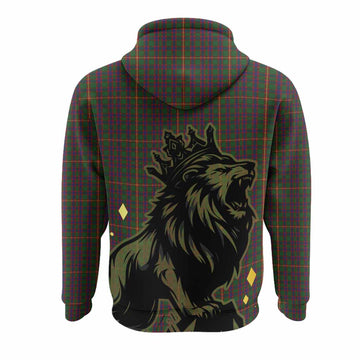 Hall Tartan Family Crest Hoodie Crowned Lion Roaring