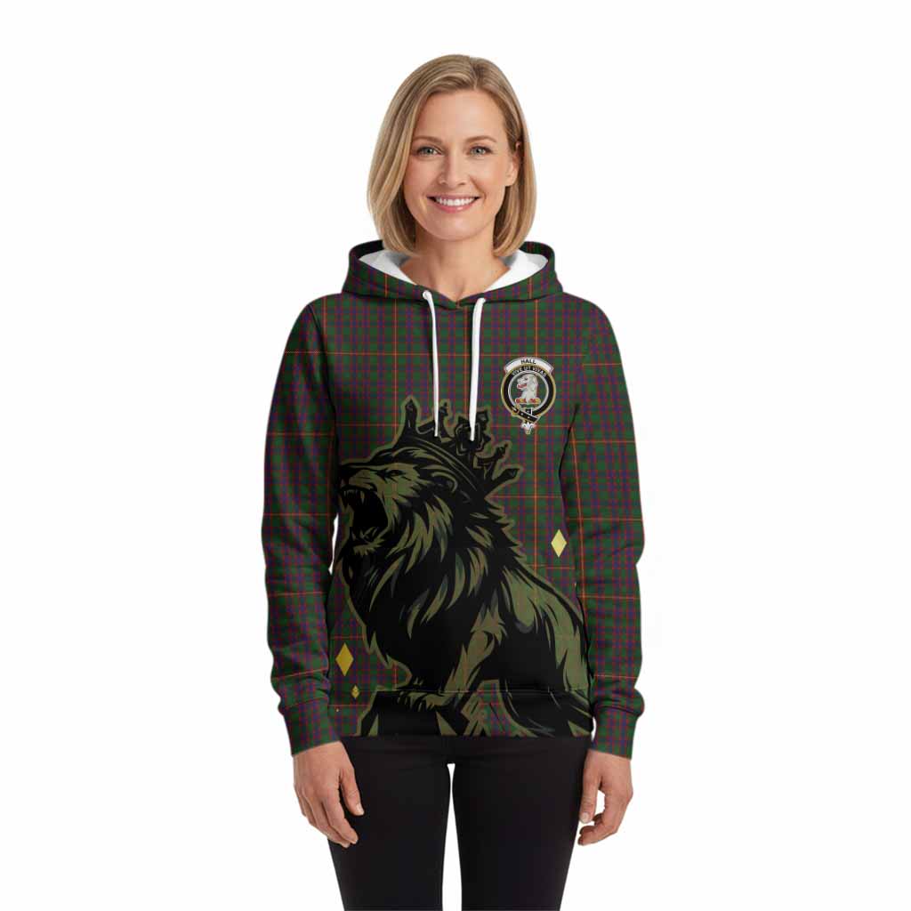 Hall Tartan Family Crest Hoodie Crowned Lion Roaring