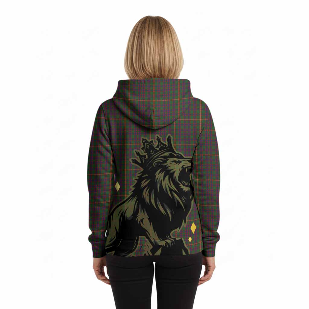 Hall Tartan Family Crest Hoodie Crowned Lion Roaring