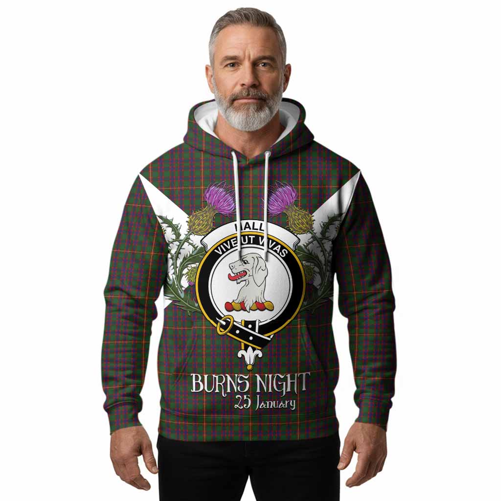Hall Tartan Family Crest Hoodie Scottish Burns Night Thistle Floral
