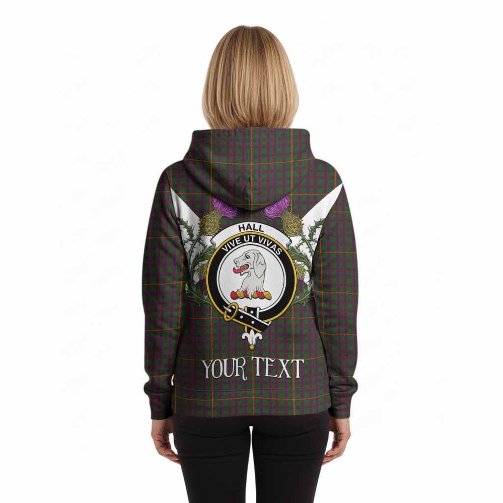Hall Tartan Family Crest Hoodie Scottish Burns Night Thistle Floral