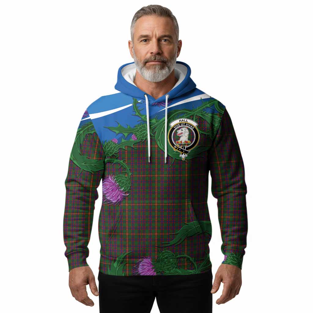Hall Tartan Family Crest Hoodie Thistle in Minimalism