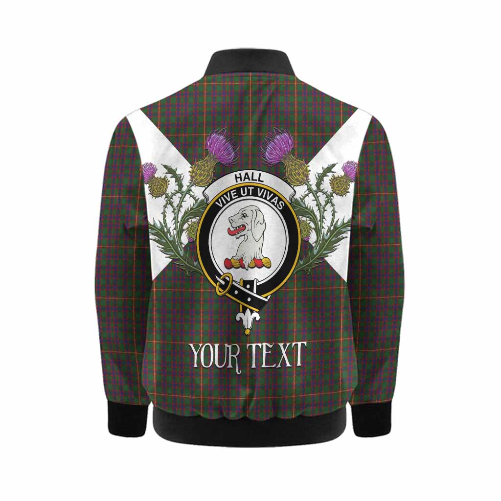 Hall Tartan Family Crest Kid Bomber Jacket Scottish Burns Night Thistle Floral