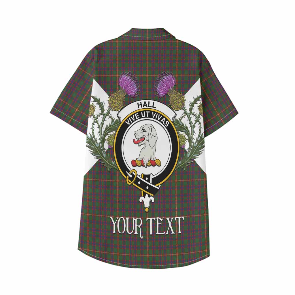 Hall Tartan Family Crest Kid Hawaiian Shirt Scottish Burns Night Thistle Floral