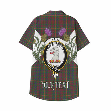 Hall Tartan Family Crest Kid Hawaiian Shirt Scottish Burns Night Thistle Floral