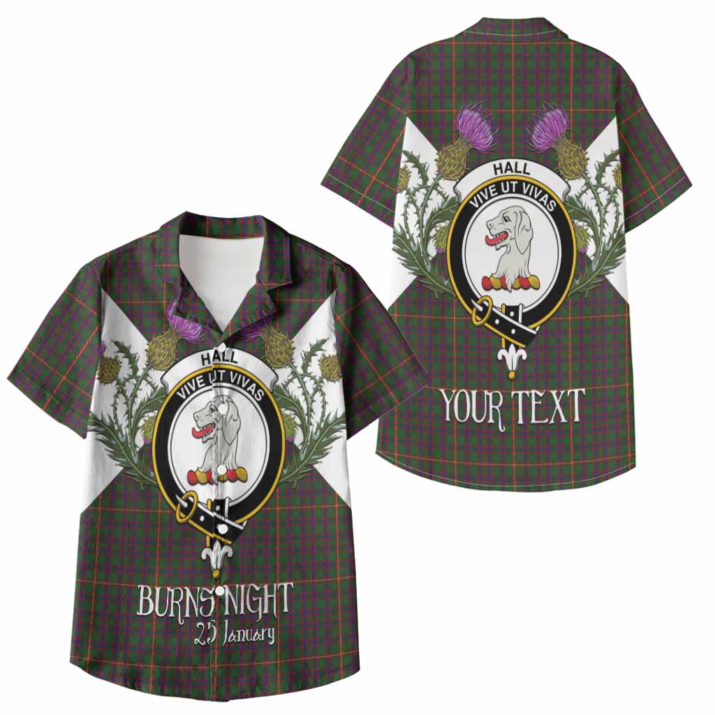 Hall Tartan Family Crest Kid Hawaiian Shirt Scottish Burns Night Thistle Floral