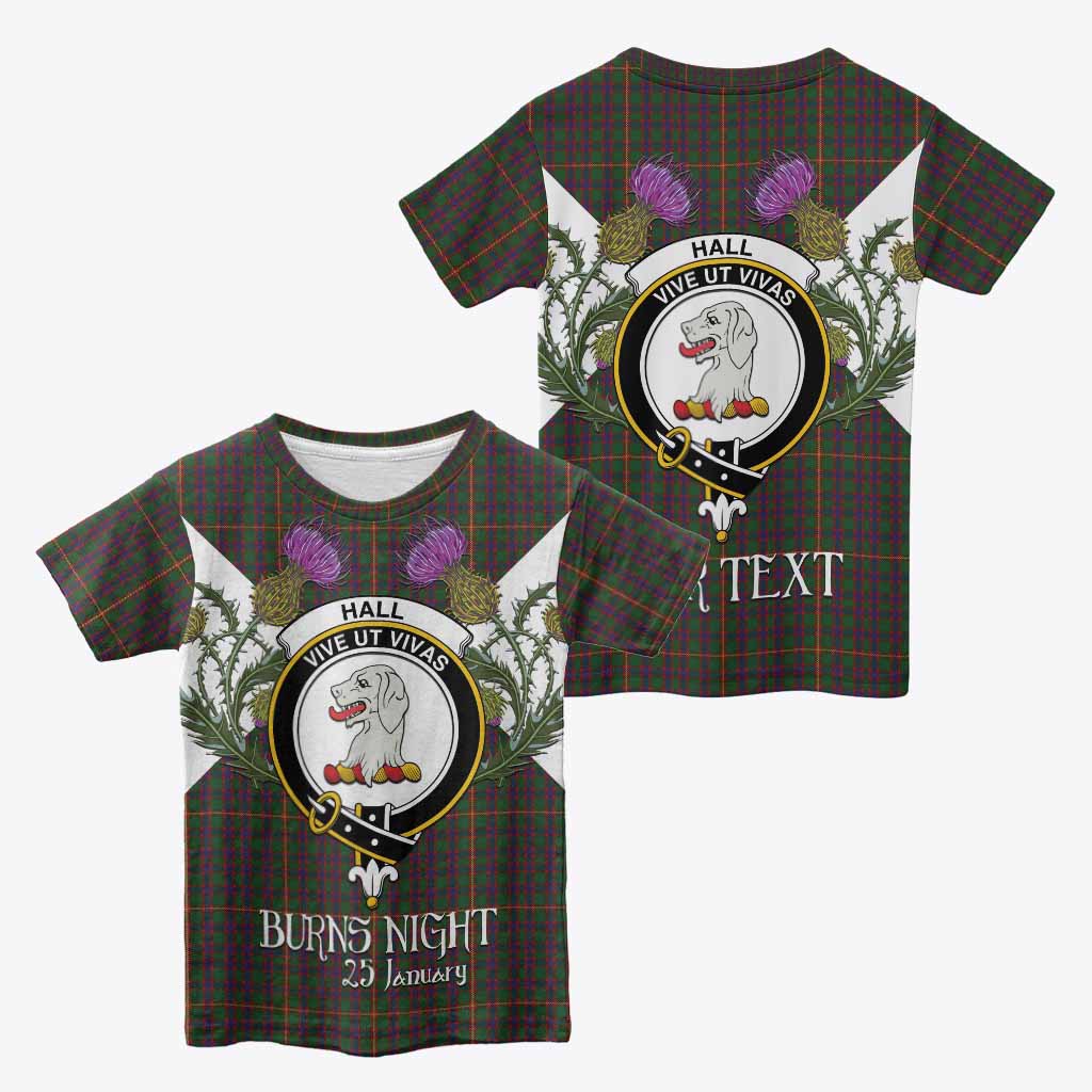 Hall Tartan Family Crest Kid T-shirt Scottish Burns Night Thistle Floral