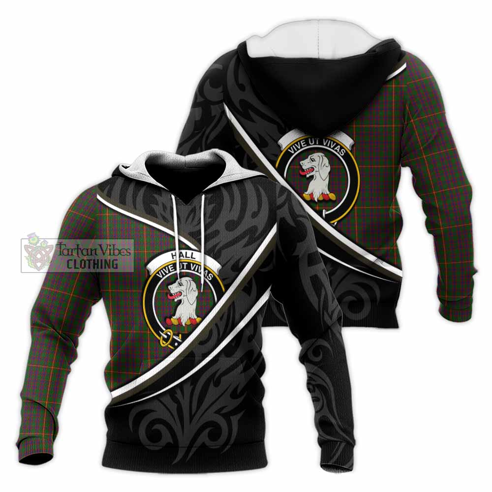 Hall Tartan Family Crest Knitted Hoodie Celtic Scottish Thistle Floral - Tartan Vibes Clothing
