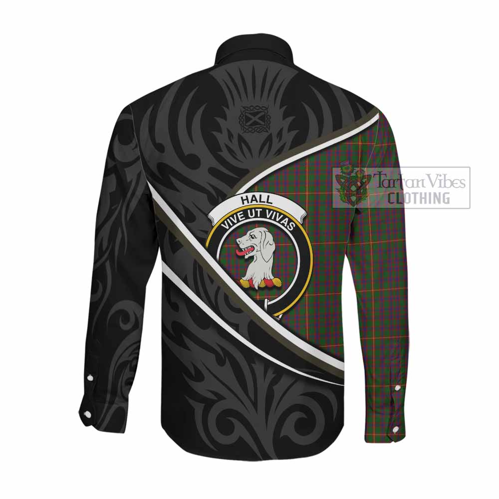 Hall Tartan Family Crest Long Sleeve Button Shirts Celtic Scottish Thistle Floral - Tartan Vibes Clothing