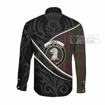 Hall Tartan Family Crest Long Sleeve Button Shirts Celtic Scottish Thistle Floral