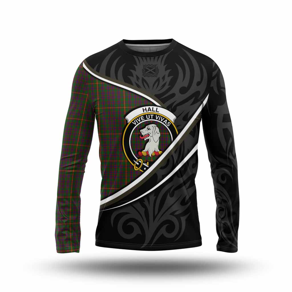 Hall Tartan Family Crest Long Sleeve T-Shirt Celtic Scottish Thistle Floral - Tartan Vibes Clothing