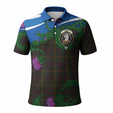 Hall Tartan Family Crest Polo Shirt Thistle in Minimalism