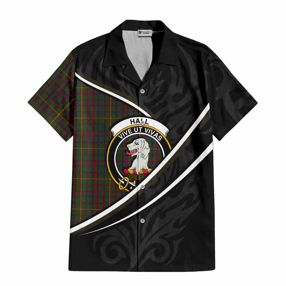 Hall Tartan Family Crest Short Sleeve Button Shirt Celtic Scottish Thistle Floral - Tartan Vibes Clothing