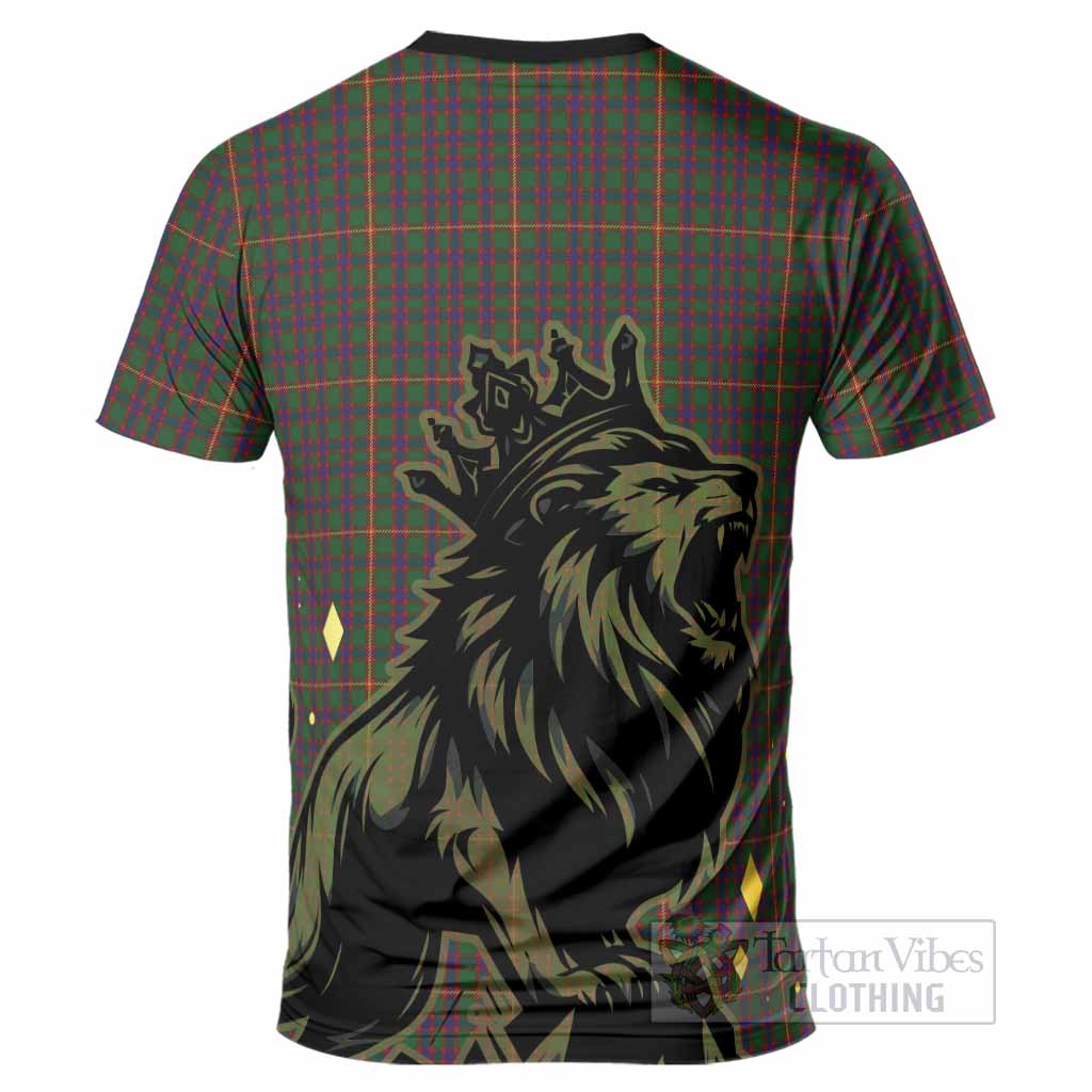 Hall Tartan Family Crest T-Shirt Crowned Lion Roaring