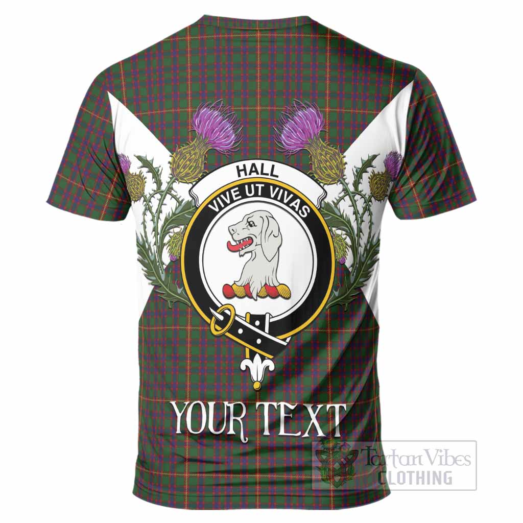 Hall Tartan Family Crest T-Shirt Scottish Burns Night Thistle Floral