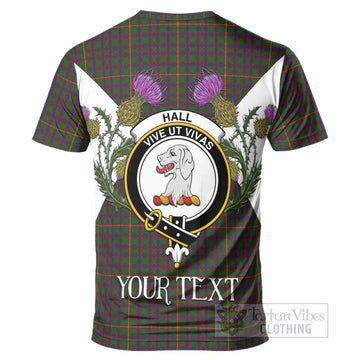 Hall Tartan Family Crest T-Shirt Scottish Burns Night Thistle Floral