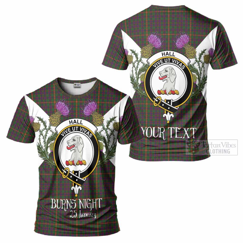 Hall Tartan Family Crest T-Shirt Scottish Burns Night Thistle Floral