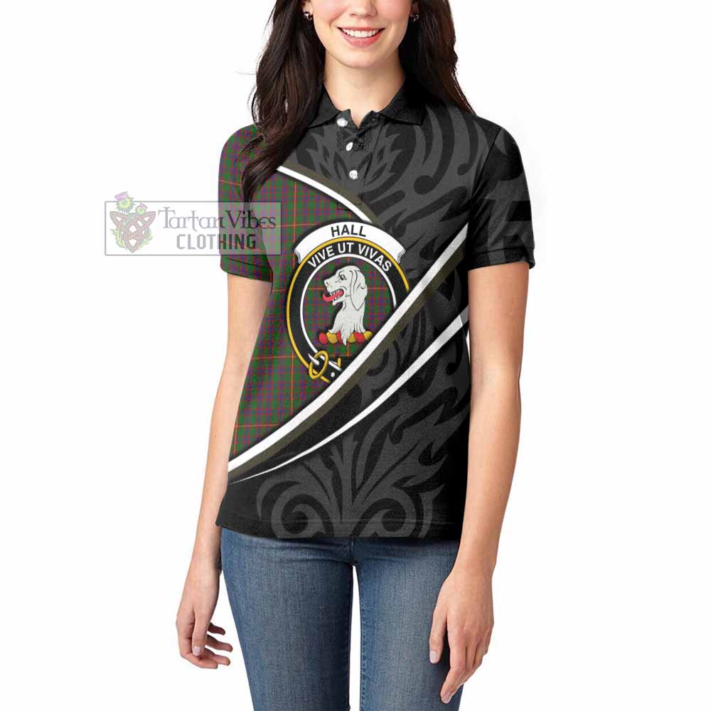 Hall Tartan Family Crest Women's Polo Shirt Celtic Scottish Thistle Floral - Tartan Vibes Clothing