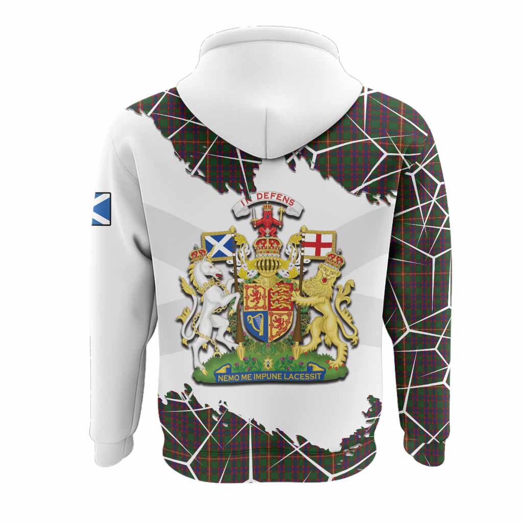 Hall Tartan Hoodie with Family Crest and Lion Rampant Grunge Style
