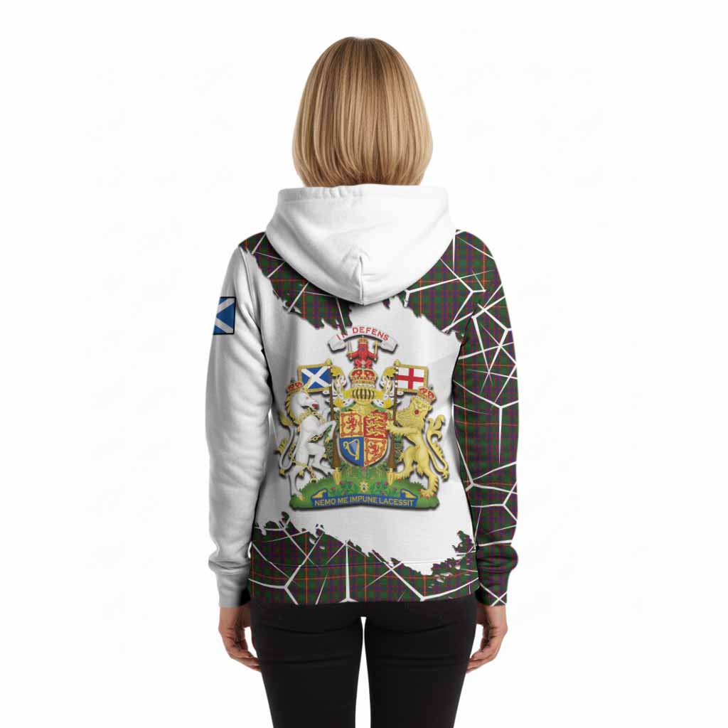 Hall Tartan Hoodie with Family Crest and Lion Rampant Grunge Style