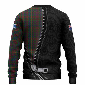 Hall Tartan Knitted Sweater New Zealand Pattern Unique Zipper Stylized