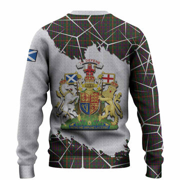 Hall Tartan Knitted Sweater with Family Crest and Lion Rampant Grunge Style