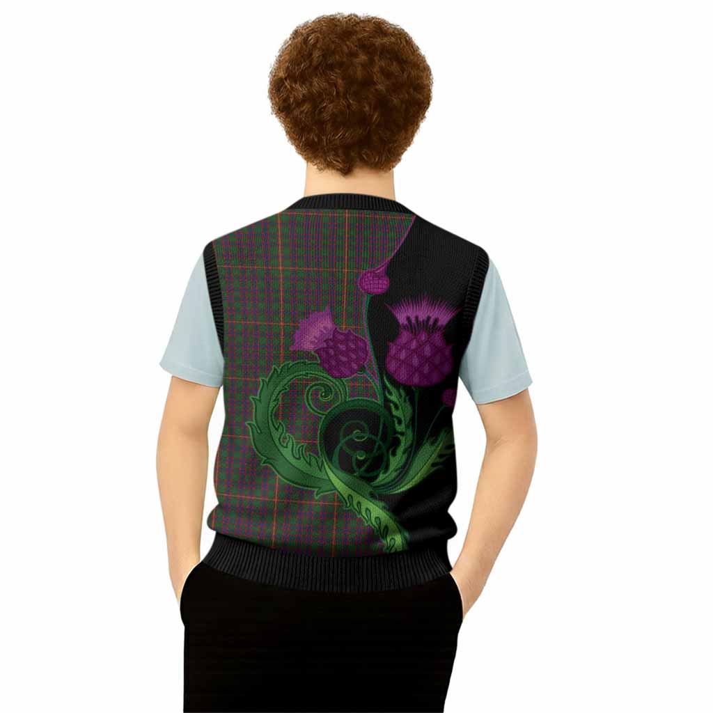 Hall Tartan Knitted V-Neck Vest Traditional Scottish Thistle