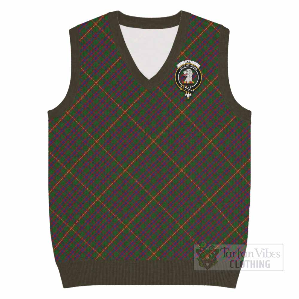 Hall Tartan Knitted V-Neck Vest with Family Crest Cross Style