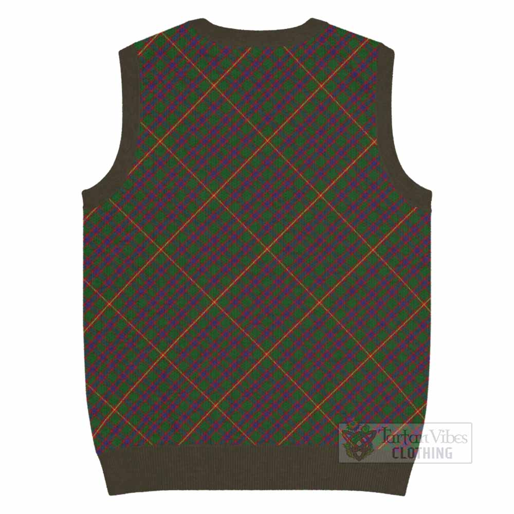 Hall Tartan Knitted V-Neck Vest with Family Crest Cross Style
