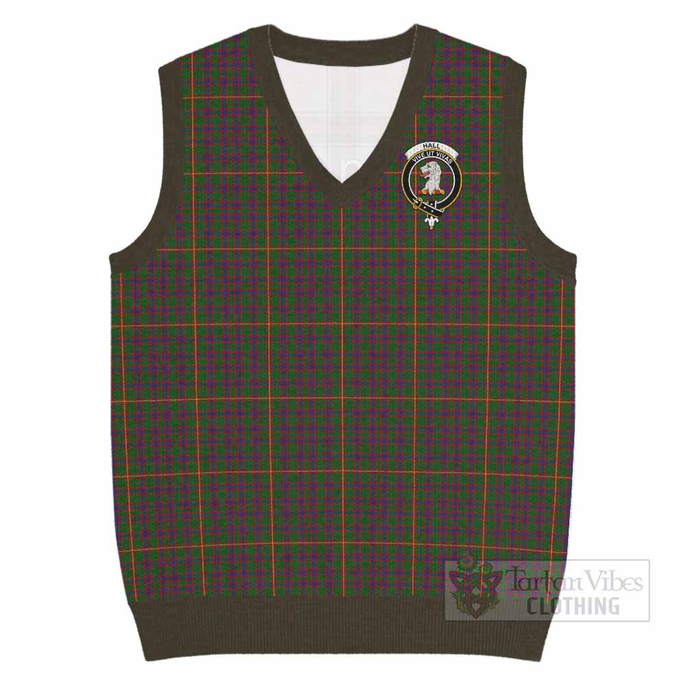 Hall Tartan Knitted V-Neck Vest with Family Crest - Tartan Vibes Clothing