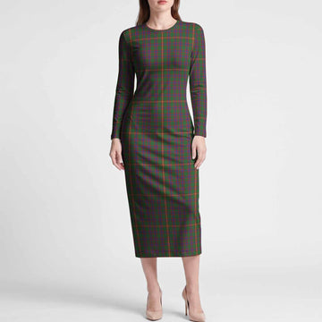 Hall Tartan Long Sleeve Bodycon Midi Dress