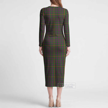 Hall Tartan Long Sleeve Bodycon Midi Dress