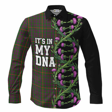 Hall Tartan Long Sleeve Button Shirts Scottish Identity Thistle Flower DNA Strand Art