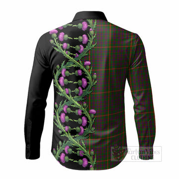 Hall Tartan Long Sleeve Button Shirts Scottish Identity Thistle Flower DNA Strand Art