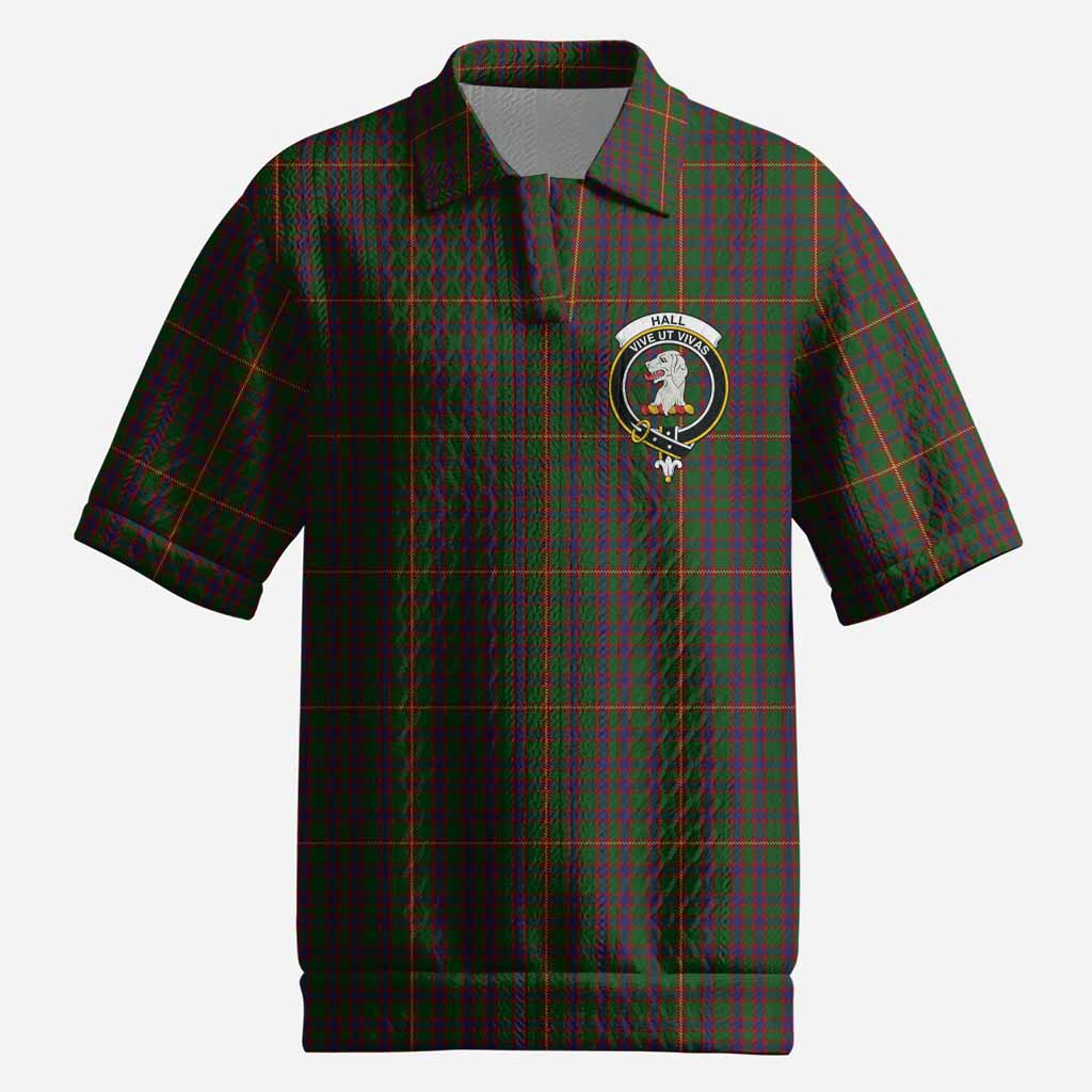 Hall Tartan Men’s Polo Sweater Top with Family Crest