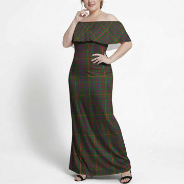 Hall Tartan Off Shoulder Ruffle Maxi Dress