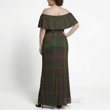 Hall Tartan Off Shoulder Ruffle Maxi Dress