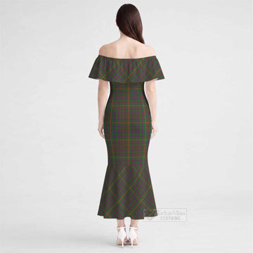 Hall Tartan Off Shoulder Ruffle Mermaid Maxi Dress