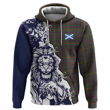 Hall Tartan Scottish Hoodie Angry Lion With Soccer Ball Style